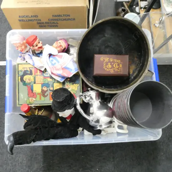 ASST. ITEMS; PUPPETS, POTS, EP ETC