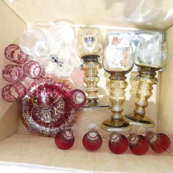 SMALL COLLECTION CRANBERRY GLASS 3 CONT GLASSES ETC