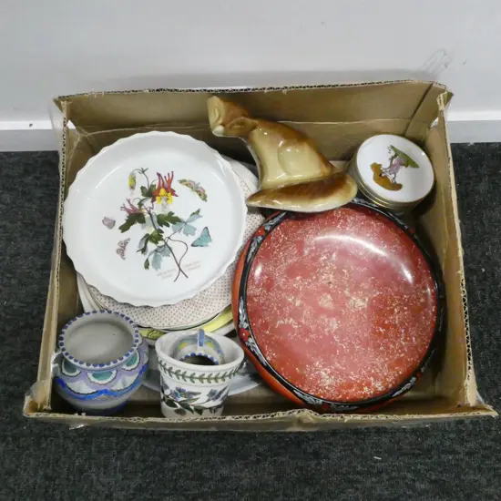 BOX LOT CHINA PLATES BOWLS  DISHES CHINA FOX ETC