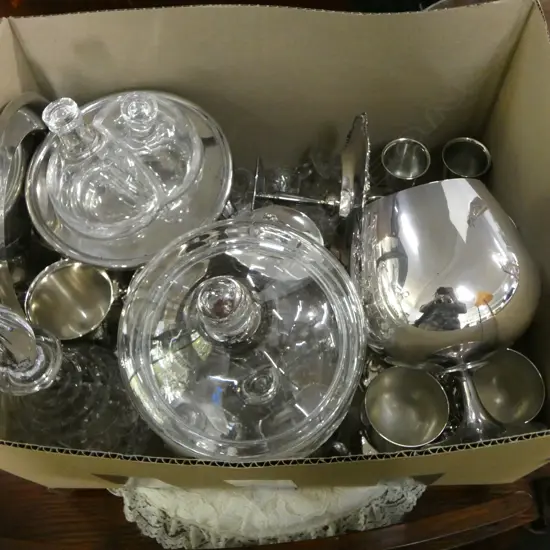 ASST. EPNS, CRYSTAL DECANTER ETC