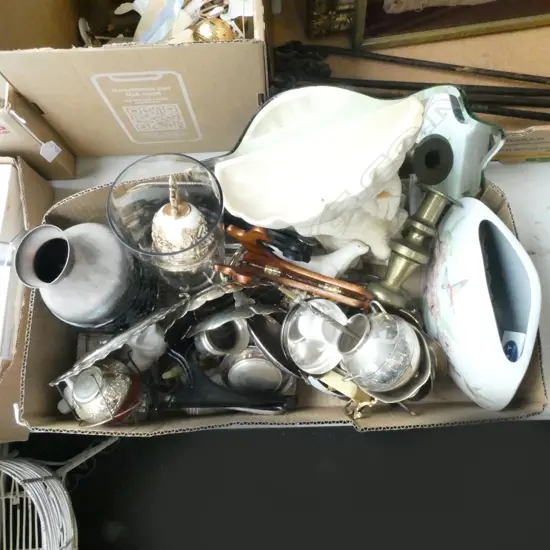 ASST. SILVER PLATE, VASES ETC