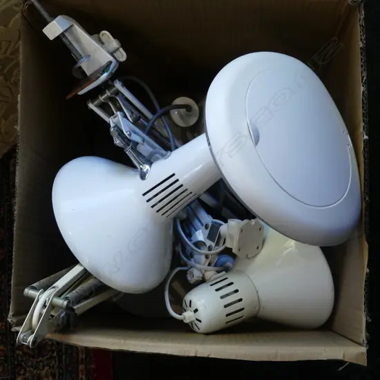 4 WHITE LAMPS; SUPERLUX ANGLEPOISE ETC