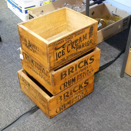 3 WOODEN ADVERTISING BOXES