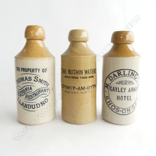 THREE WELSH GINGER BEER BOTTLES