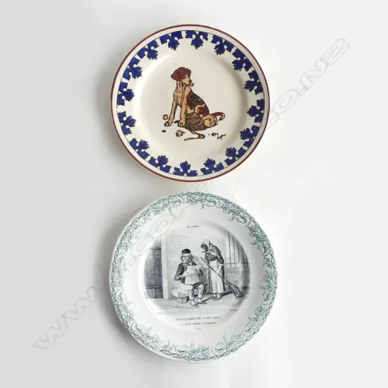19THC FRENCH DOG PLATE & ALDINS DOG PLATE