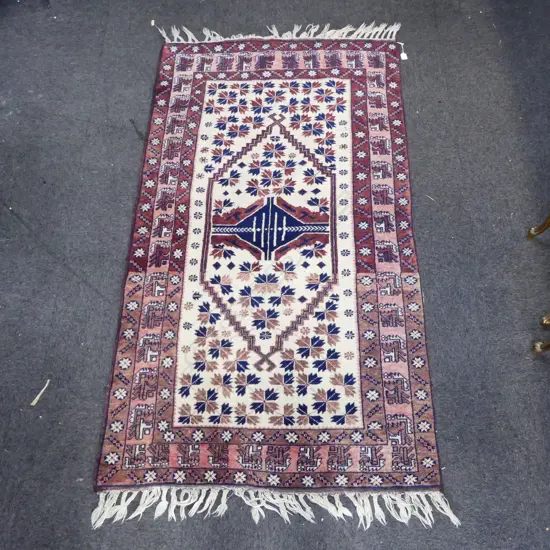 HAND KNOTTED WOOL PILE RUG 1890x1060mm