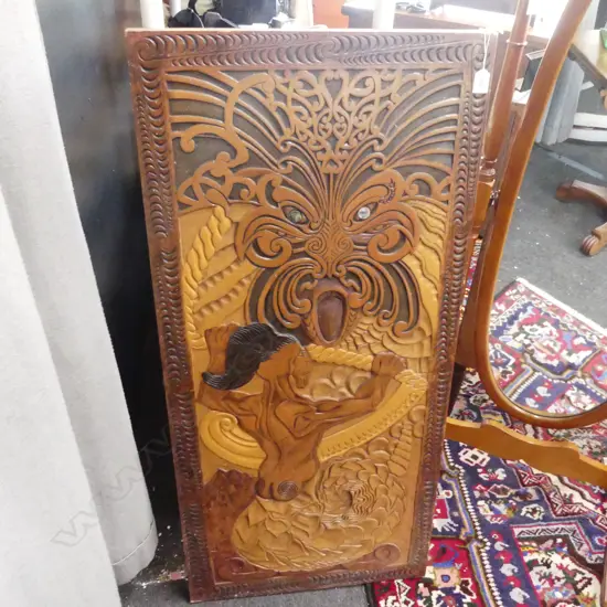 CARVED PANEL w. MAORI DESIGN 1220x570mm
