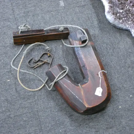 Keyaki Jizai hook for above the ‘Irori’ fire pit; Adjustable with rope, H.370mm