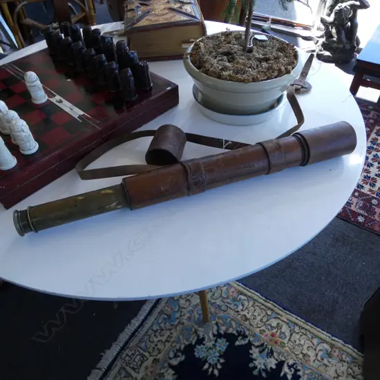 MILITARY MARKED MK IV W. WATSON & SONS LONDON 1901 LARGE TELESCOPE L.980mm BRASS CASE LEATHER BOUND