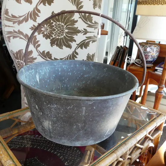 LARGE UNPOLISHED COPPER PRESERVE PAN DIA480MM