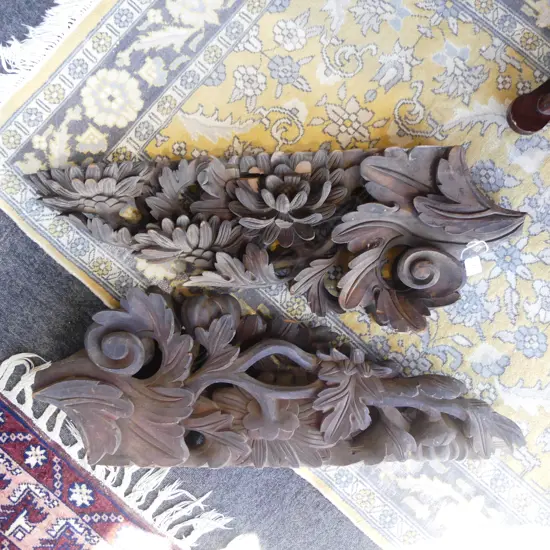 2 1700’s ‘Hisahi’ carved Eave segments from a Fukui Prefecture Temple renewal aprox. L.800mm