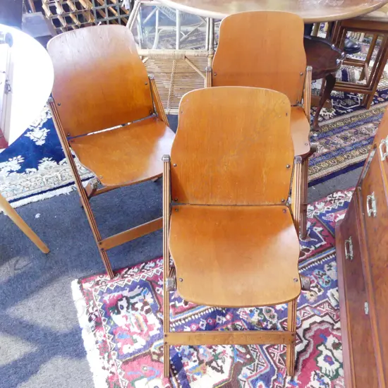 3 STORKLINE PLYWOOD FOLDING CHAIRS