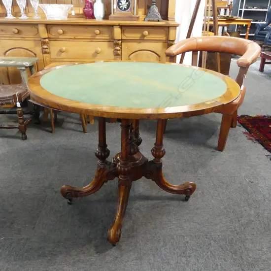 A quality burr walnut demi lune fold-over card table,