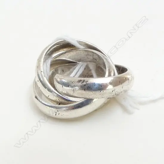 SILVER 3 BAND RUSSIAN WEDDING RING, 18.2gm Approx size N