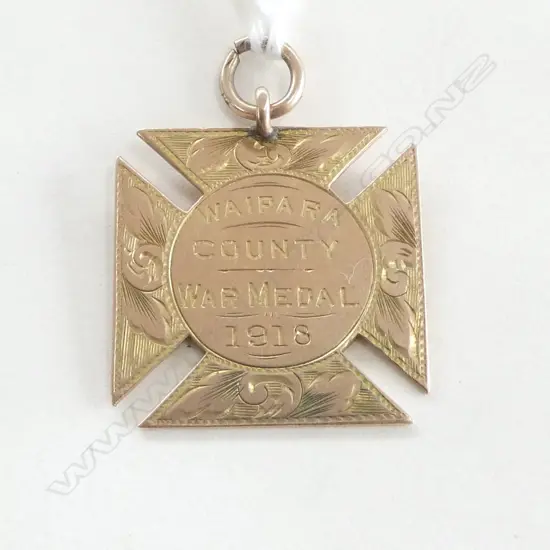 9ct WWI 'WAIPARA COUNTY WAR MEDAL 19118' to 'TPR A.COWIE No.18424 23rd Mtd.Rifles N.Z.E.F.' 4.74gms