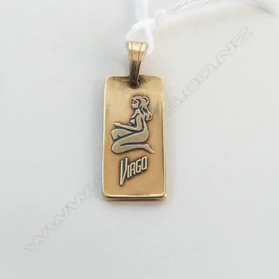 9ct YELLOW GOLD 'VIRGO' BULLION TYPE PENDANT 2.54gms