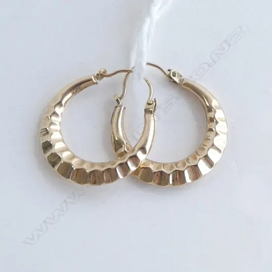 9ct HOOP EARRINGS, 1.4gm