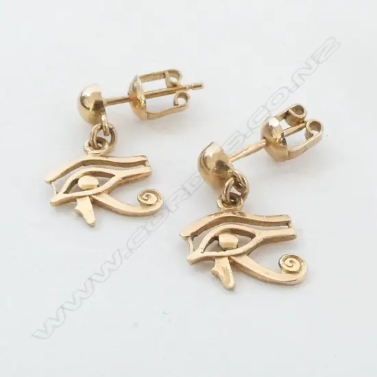 PR 18ct EYE of HORUS EARRINGS,  2.36gm (all parts stamped)