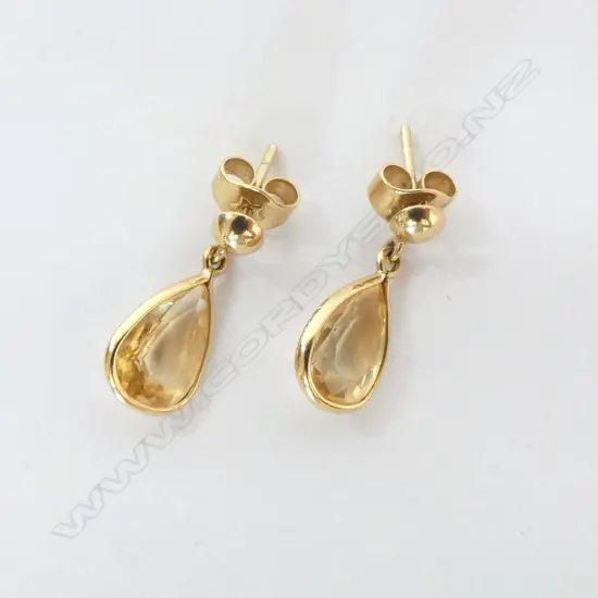 PAIR OF 18CT GOLD AND CITRINE EARRINGS 