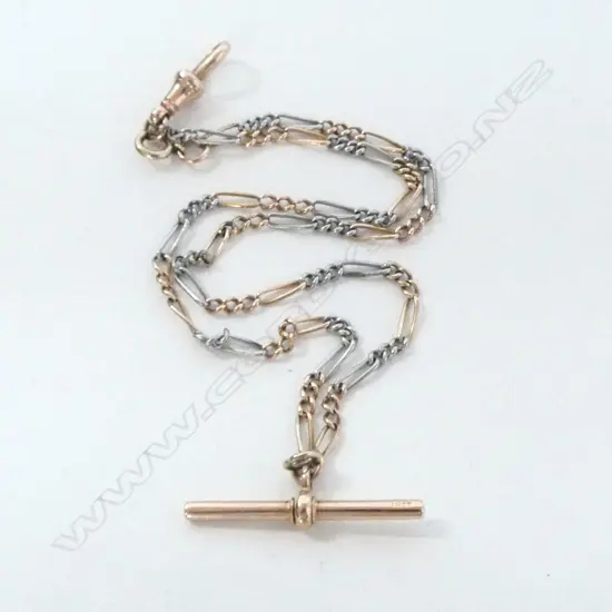 18CT GOLD & platinum BRACELET with T-Bar & clip 12.12gms