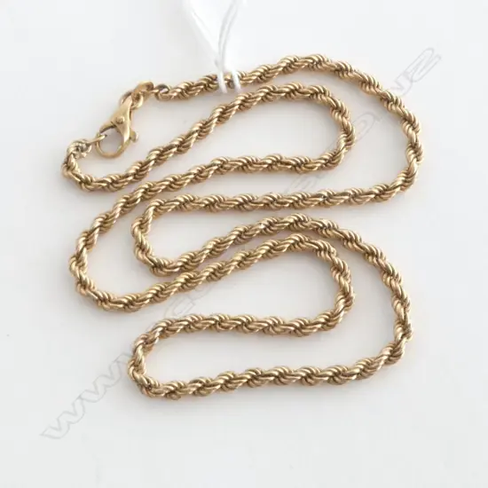 9ct YELLOW GOLD ROPE TWIST HOLLOW LINK NECK CHAIN L.460mm 5.88gms