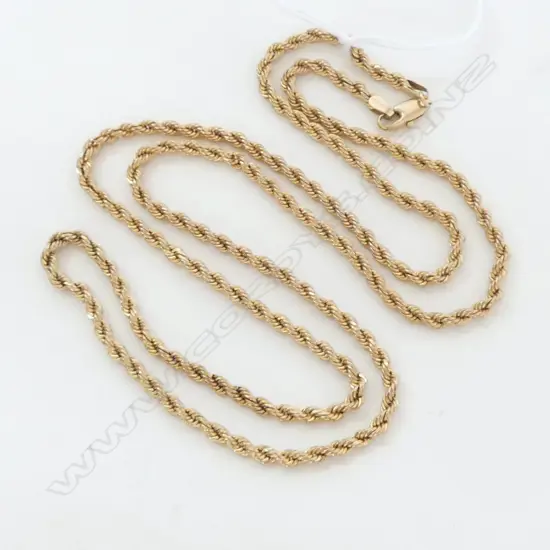 9ct YELLOW GOLD ROPE TWIST LONG NECK CHAIN L.700mm 7.55gms
