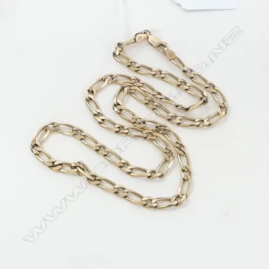 9ct YELLOW GOLD flat twist CURB LINK NECK CHAIN L.530mm 26gms