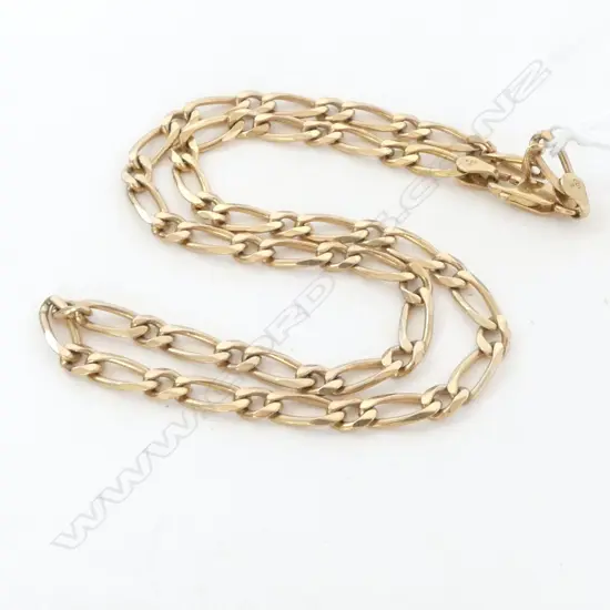 9ct YELLOW GOLD flat twist CURB LINK NECK CHAIN L.440mm 23gms