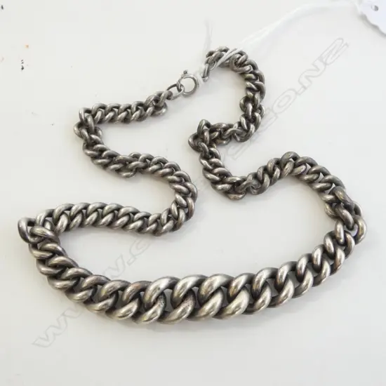 VINTAGE SILVER LINK CHAIN, GRADUATING LINKS, L.400mm 47.6gm