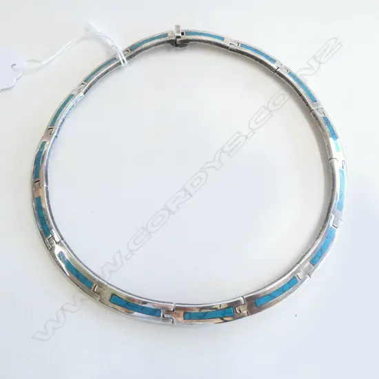 MEXICAN SILVER & TURQUOISE CHOKER NECKLACE