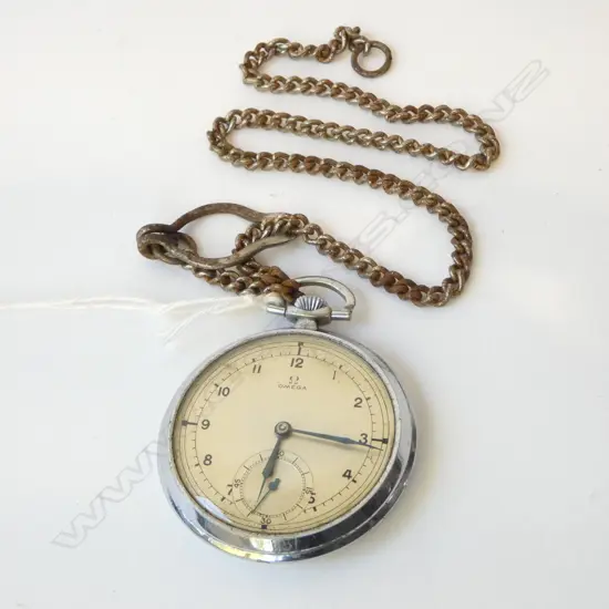 OMEGA CHROMED POCKET WATCH open face running 