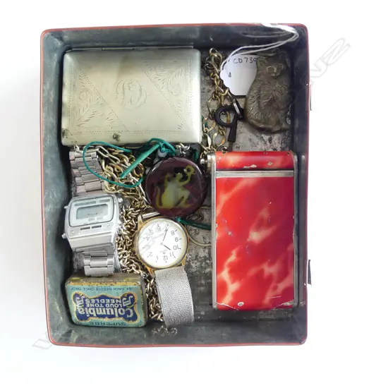 TIN OF COLLECTABLES GENTS WATCHES ETC