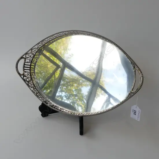 SMALL S/SILVER 2 HANDLED GALLERY TRAY 189G L345MM