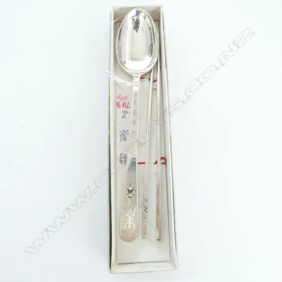 ORIENTAL 70% SILVER SILVER SPOON PR CHOPSTICKS