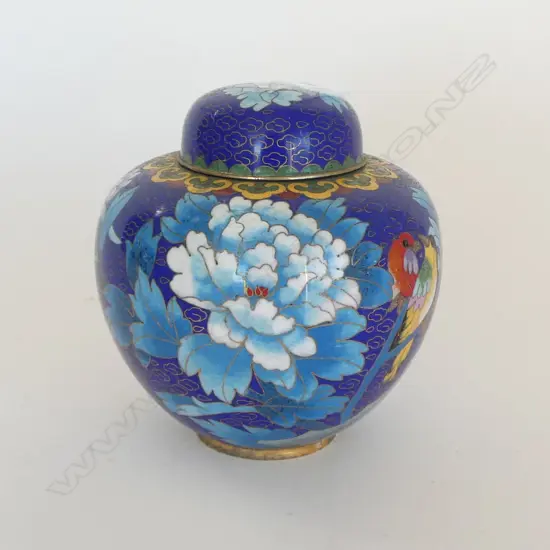 LIDDED CHINESE CLOISONNE GINGER JAR H120MM