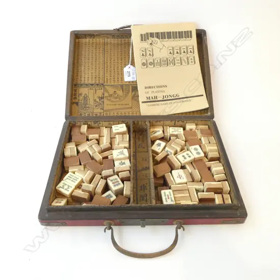 BONE & BAMBOO MAHLONG SET IN RED BOX