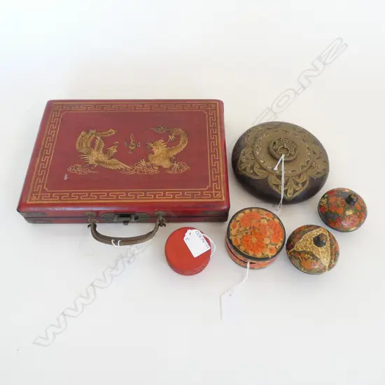 5 ASST. TRINKET BOXES INCLUDING CINNABAR
