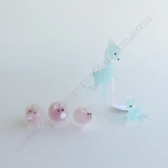 5 PCES. MURANO ART GLASS ANIMAL ORNAMENT H.95mm