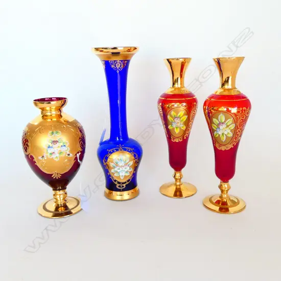 4 VENETIAN GLASS VASES H.300mm