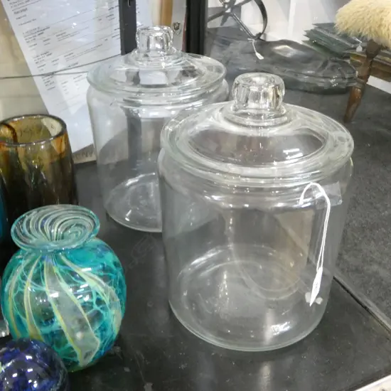 2 LG. GLASS STORAGE JARS