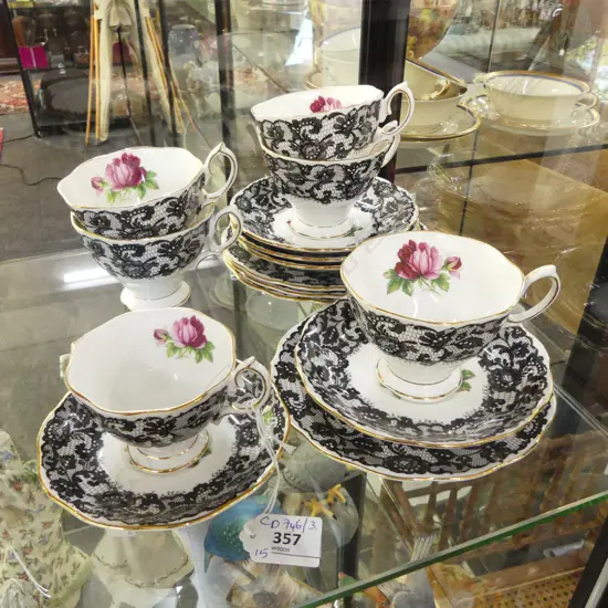 4 ROYAL DOULTON 'SENORITA' TRIOS + EXTRA CUP & SMALLER C/S...