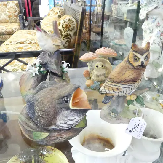 4 PORCELAIN BIRDS INCL. 2 BOEHM H.150mm