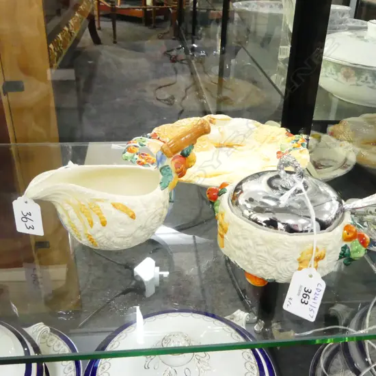 3PCS C/CLIFF CELTIC HARVEST PAT DISH DIA220 CREAM & SUGAR