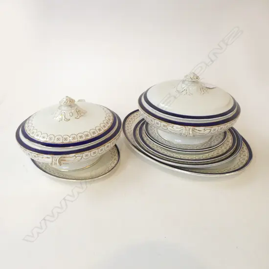 9 PCES. BLUE & WHITE CHINA (FAULTS)