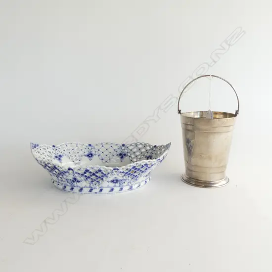 EP WINE BUCKET H.150mm + ROYAL COPENHAGEN PIERCED DISH W.295mm minor chip