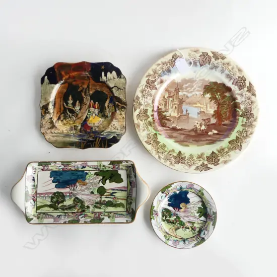 2 GRIMWADES FAIRY PLATES/DOULTON GNOMES PLATE (REPAIRED)/MALING PLATE