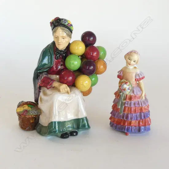 2 ROYAL DOULTON FIGURINES; THE LITTLE BRIDESMAID & OLD BALLOON SELLER H.190mm