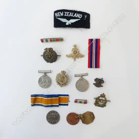 WWII MEDALS + DOG TAGS ETC TO N.Z.M.R. 18424 A. COWIE C.Y.C