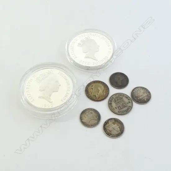 8 ENGLISH COINS, 2 SILVER