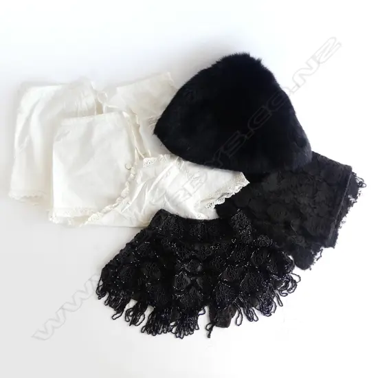 VINTAGE ITEMS; INCLDS ANTIQUE BEADED COLLAR & PC VINTAGE LACE